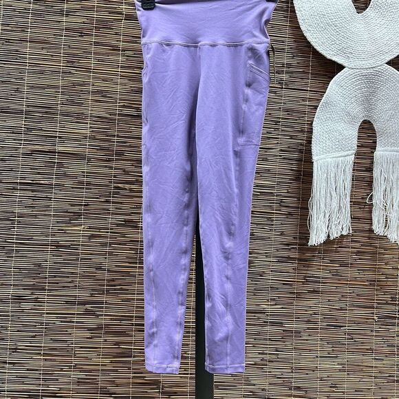 ID Ideology Women S High Waist Side Pocket 7/8 Length Leggings Purple Size Large - Picture 2 of 3
